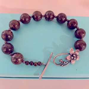 Silpada Bronzite Bracelet, Sterling Silver Floral Toggle Clasp.